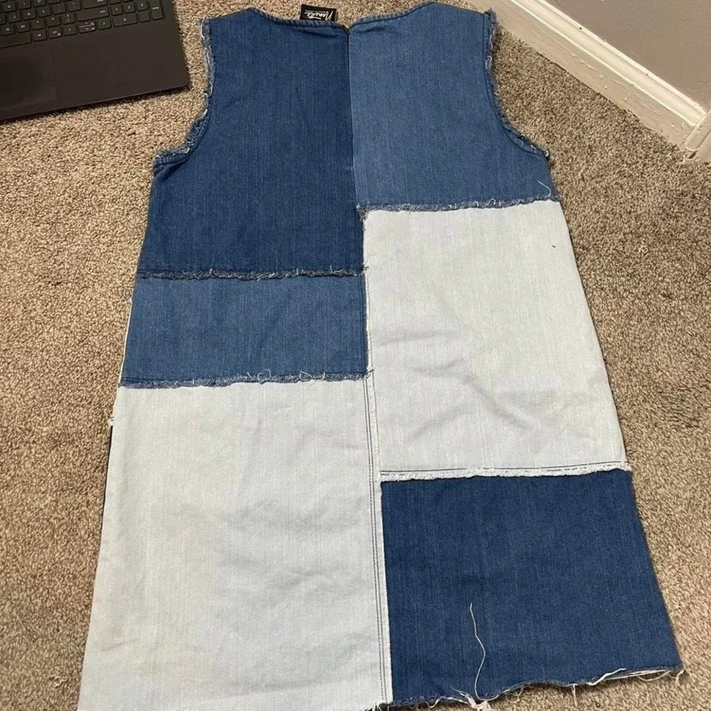 Nanette blue denim patchwork dress with distressed edges - Picture 6 of 6